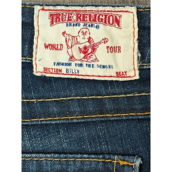 True Religion Billy Jeans 26 Straight Y2K Thick Stitch Low Rise USA Made Western - Picture 5 of 7